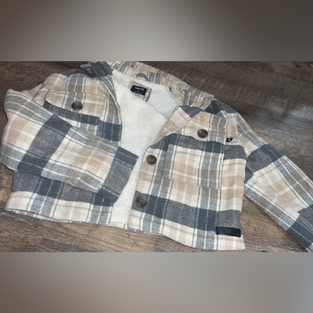 Hurley flannel Sherpa cropped jacket